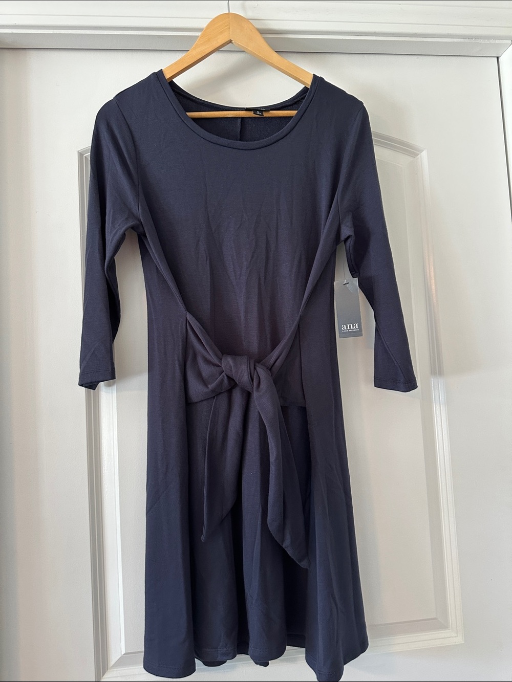 a.n.a Navy Tie-Front Fit & Flare Dress